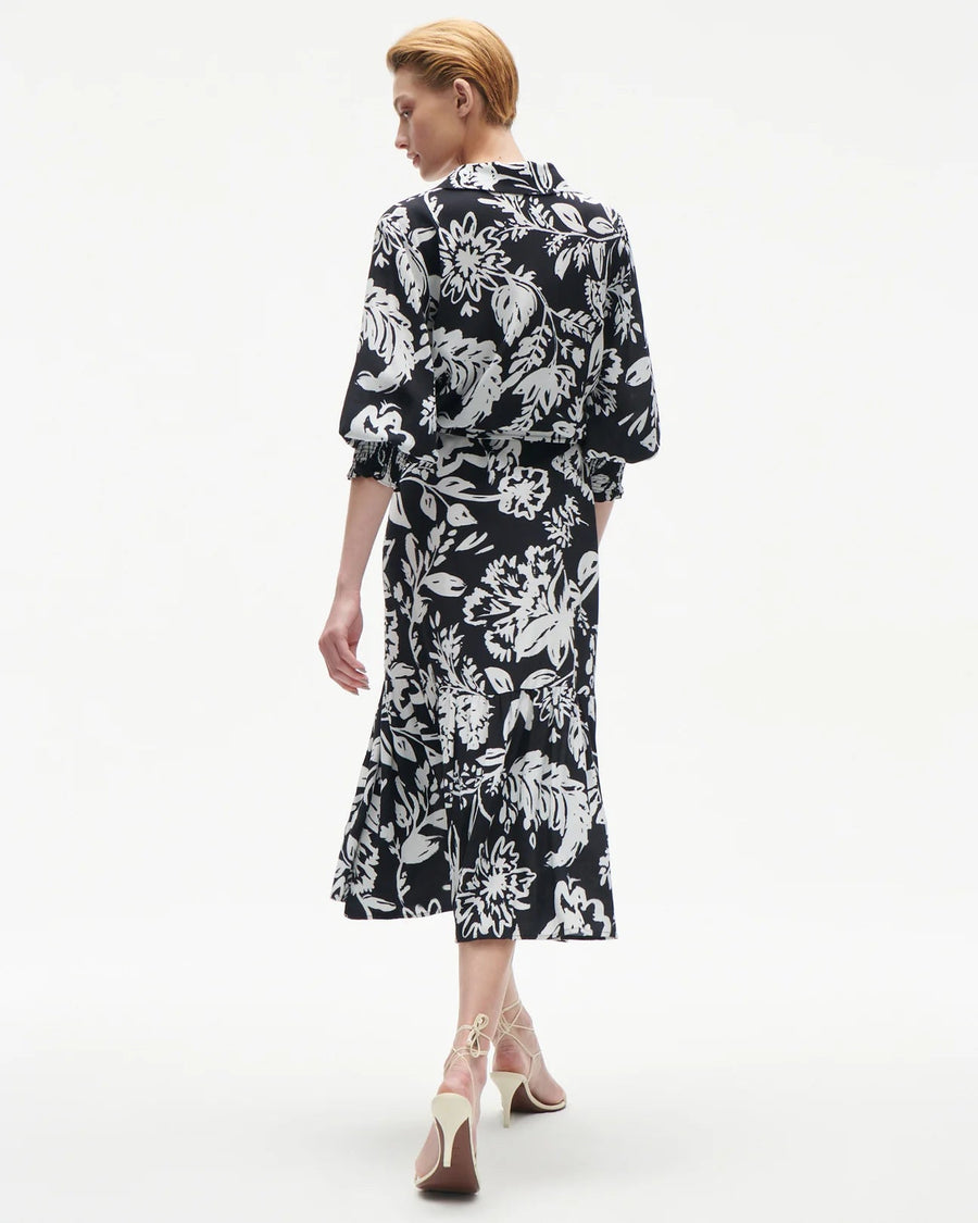 Indiana Dress Porcelain Floral Black Dresses - Midi Figue 