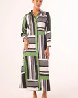 Hermina Dress Striped Geo Green Dresses - Midi Misa 