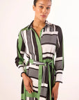 Hermina Dress Striped Geo Green Dresses - Midi Misa 