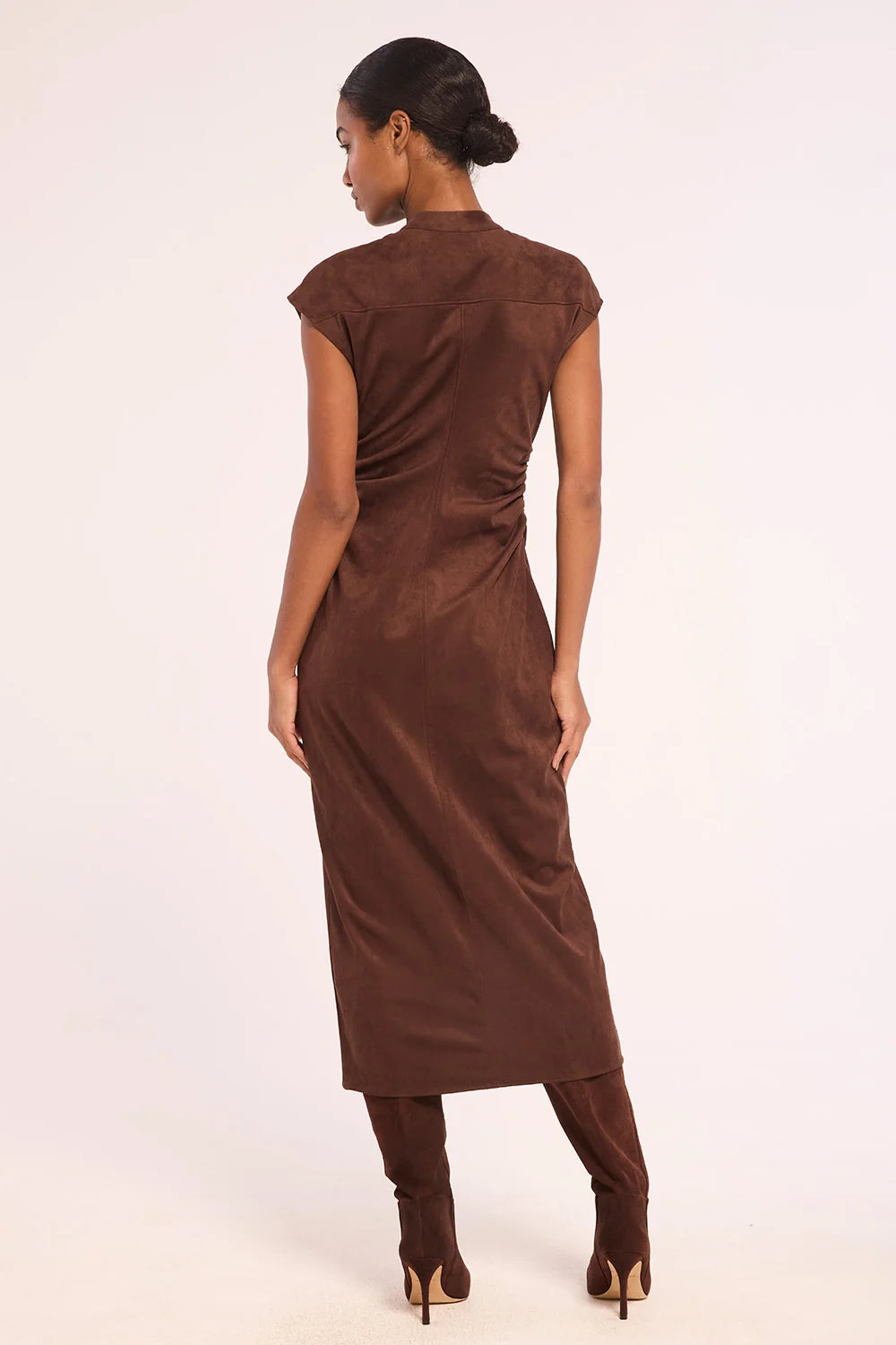 Maud Dress Faux Suede Brown