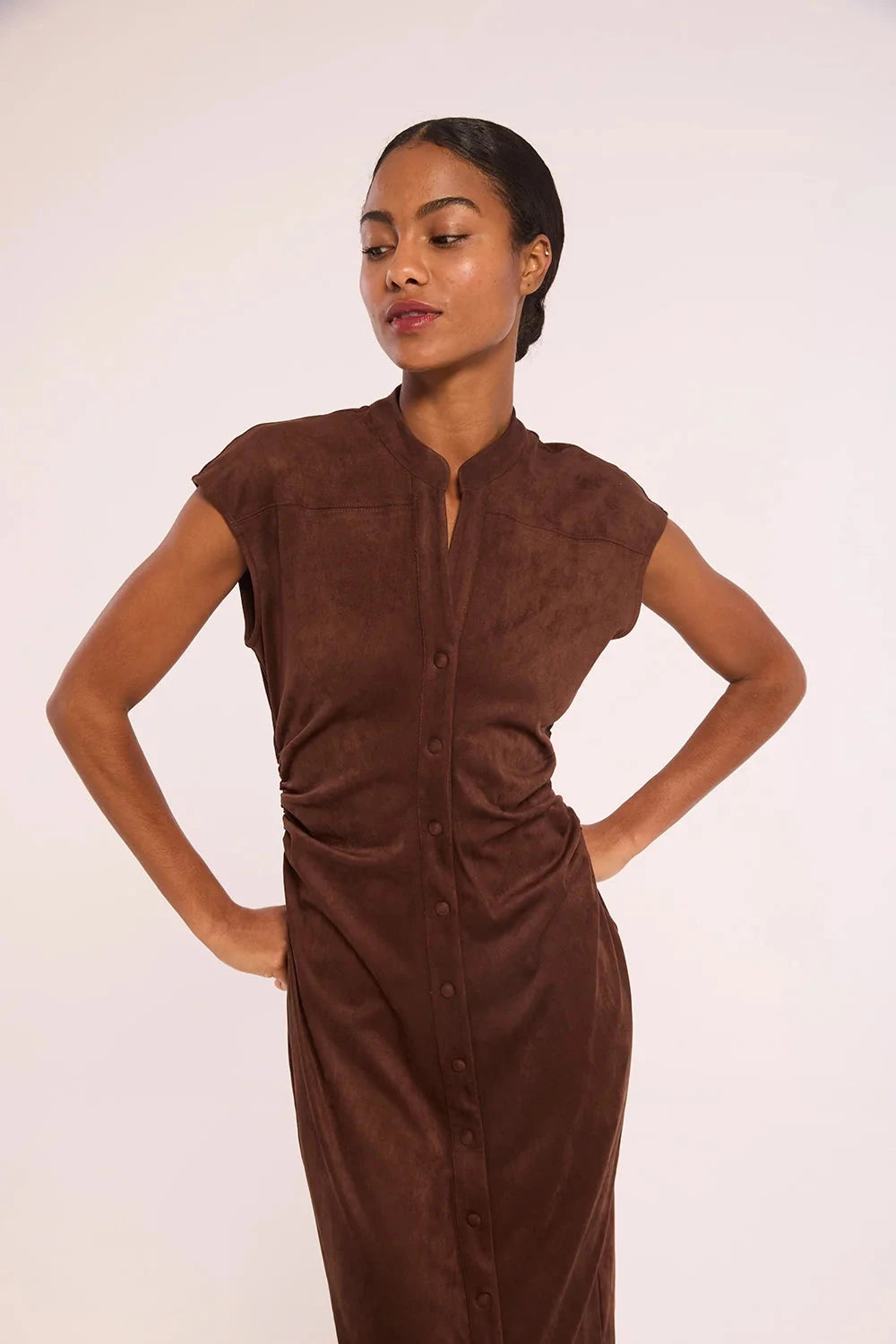Maud Dress Faux Suede Brown