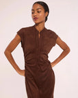 Maud Dress Faux Suede Brown