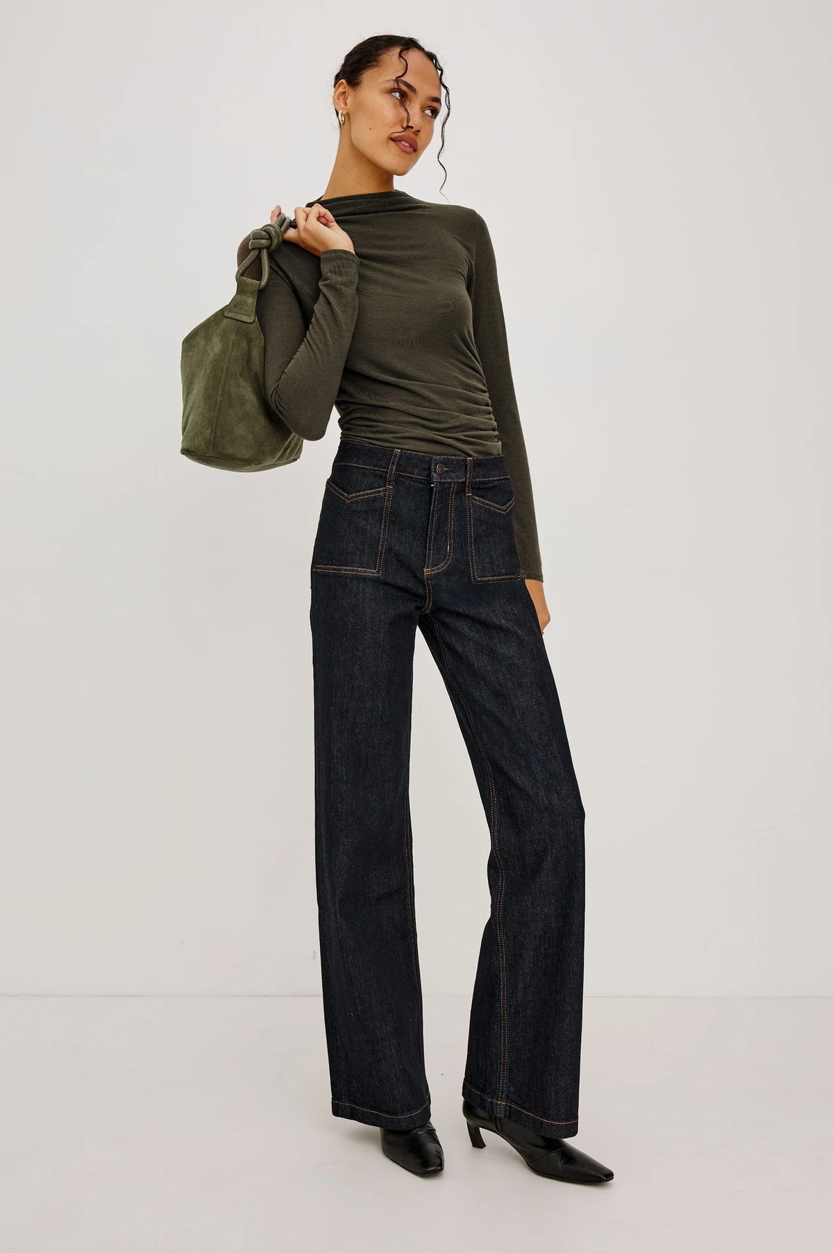 Siena Hobo Bag Olive Suede