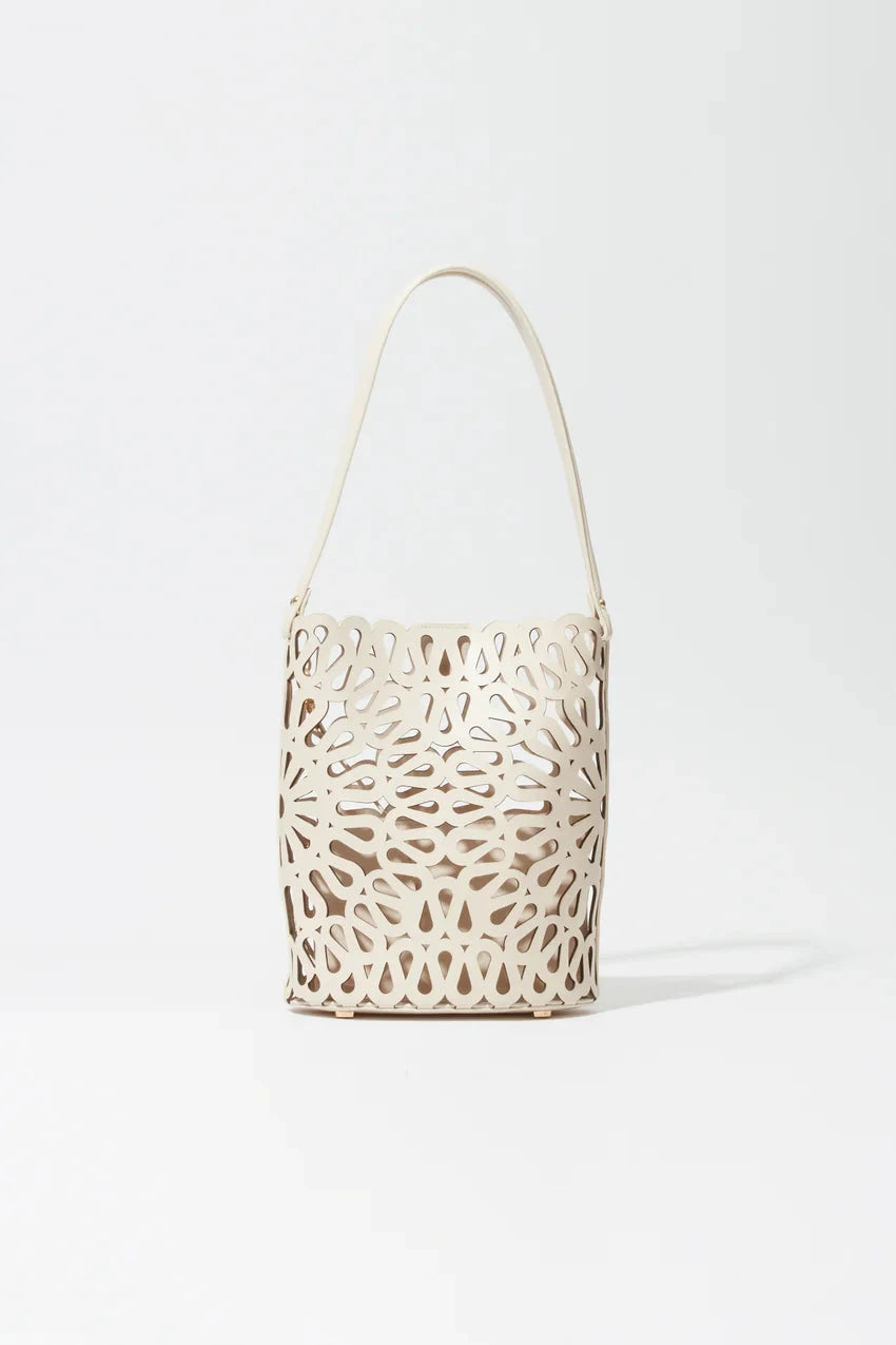 Mccall Laser Cut Leather Bucket Bag Cream Hobo & Shoulder Simkhai 