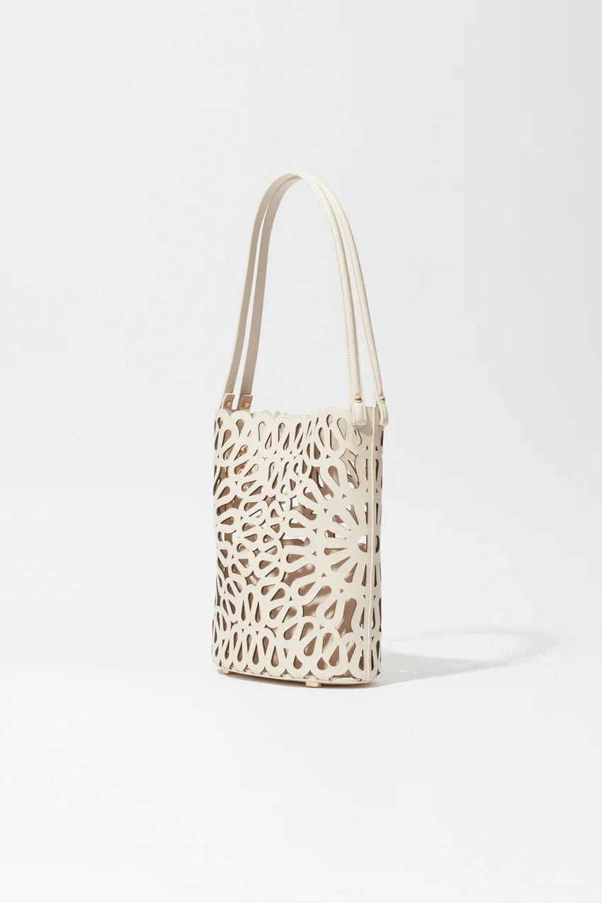 Mccall Laser Cut Leather Bucket Bag Cream Hobo & Shoulder Simkhai 
