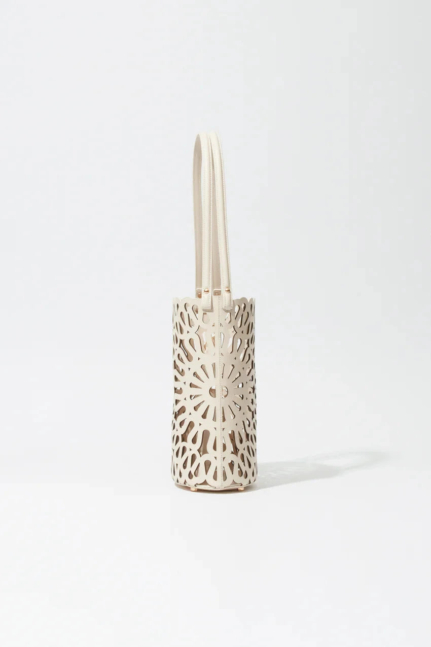 Mccall Laser Cut Leather Bucket Bag Cream Hobo & Shoulder Simkhai 