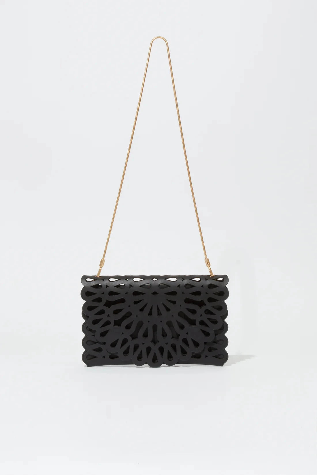 McCall Laser Cut Leather Clutch Black Clutch Simkhai 