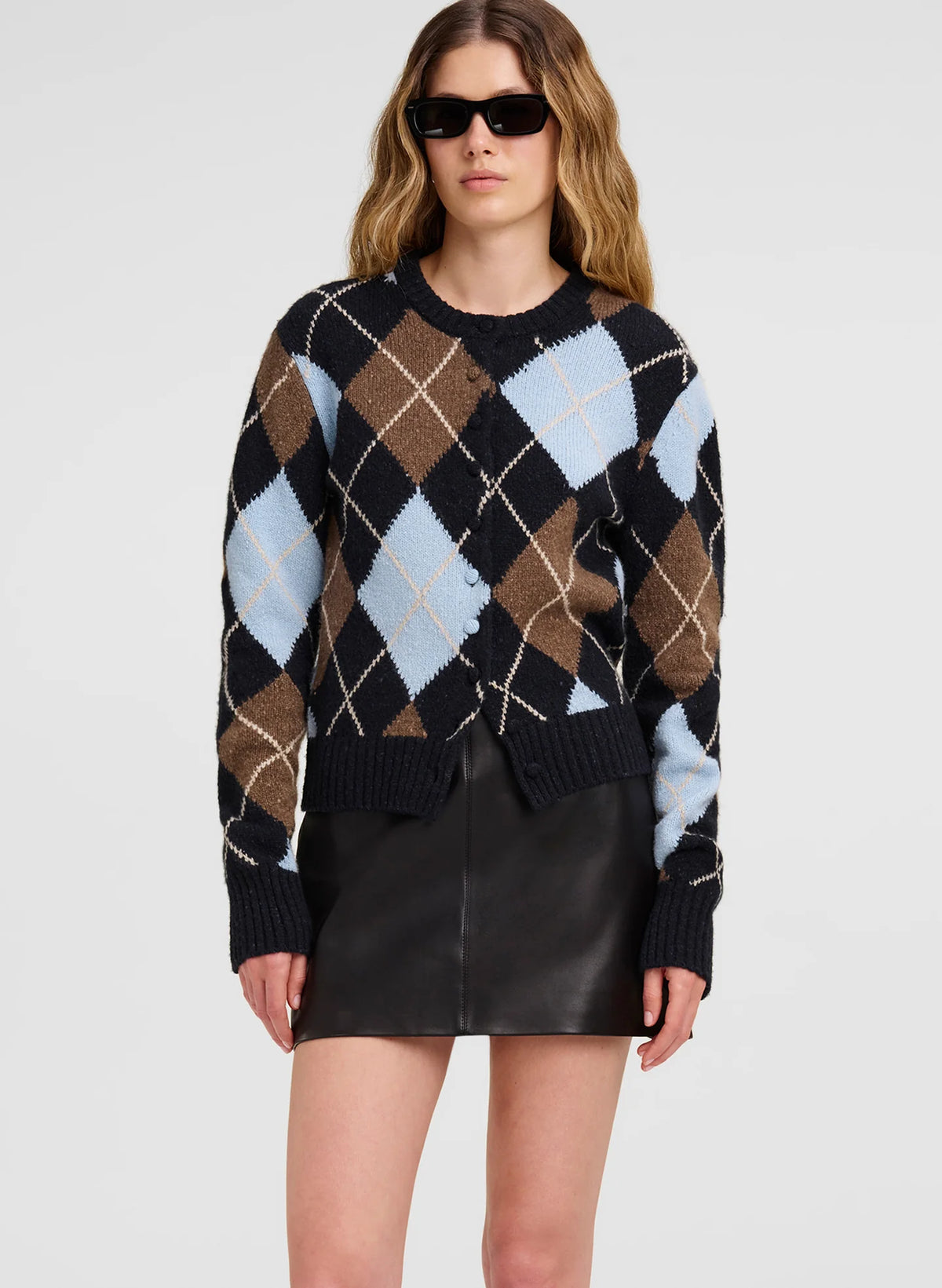 Skylar Argyle Cardigan Sky Blue Combo