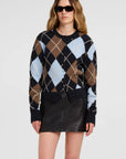 Skylar Argyle Cardigan Sky Blue Combo
