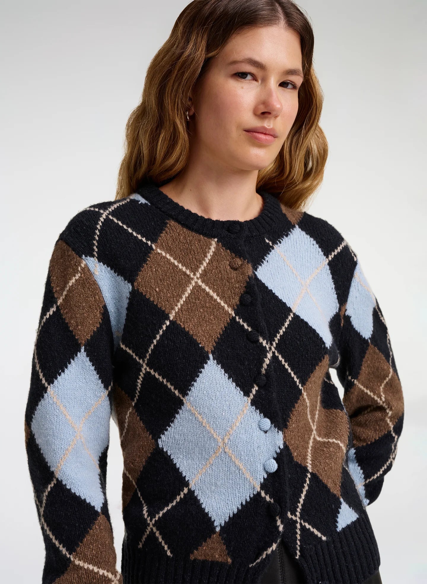 Skylar Argyle Cardigan Sky Blue Combo