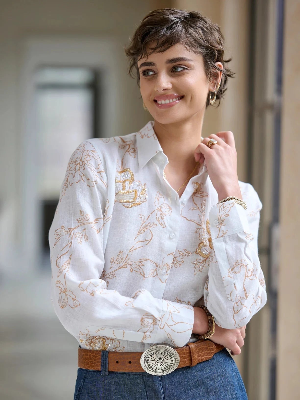 1 1/2" Tucson Bison Belt with Silver Buckle Cognac Belts W.Kleinberg 