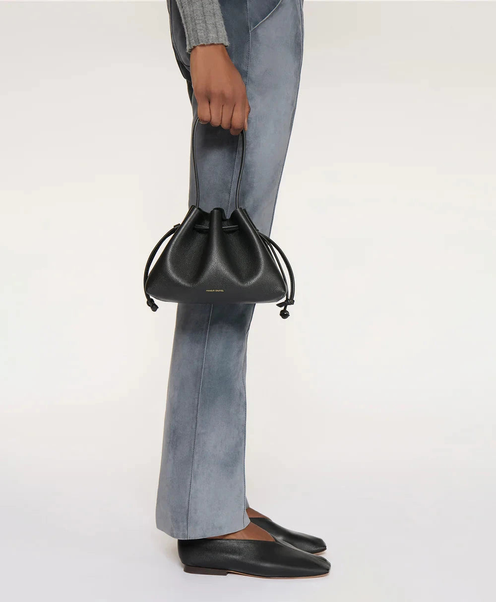 Drawstring Pouchette Crinkle Silver Hobo & Shoulder Mansur Gavriel 