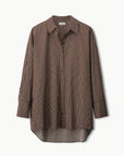 Sandbar Top Dark Oak Micro Stripe Tops - Button Down Staud 