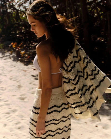 Hadwen Cardigan Beach Wave Stripe Natural Sweater - Cardigans Cartolina 