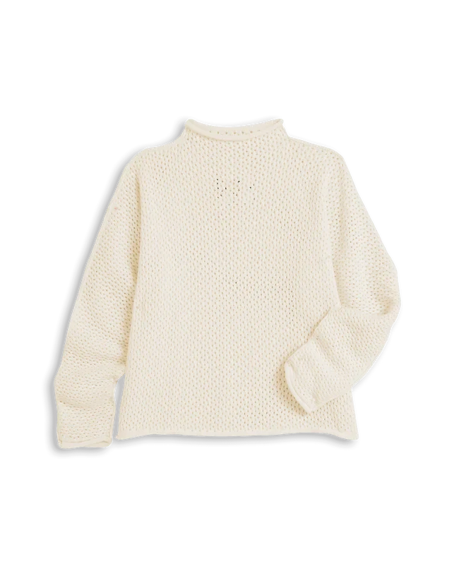 Monterey Pointelle Sweater Ivory Sweater - Turtleneck Frank &amp; Eileen 