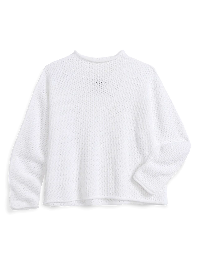 Monterey Pointelle Sweater White Sweater - Crewneck Frank & Eileen 