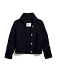 Mini Cotswolds Cropped Cable Knit Cardigan Marine