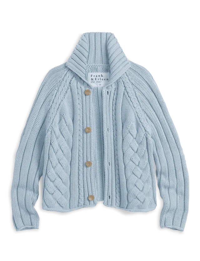 Mini Cotswolds Cropped Cable Knit Cardigan Ice Sweater - Cardigans Frank & Eileen 