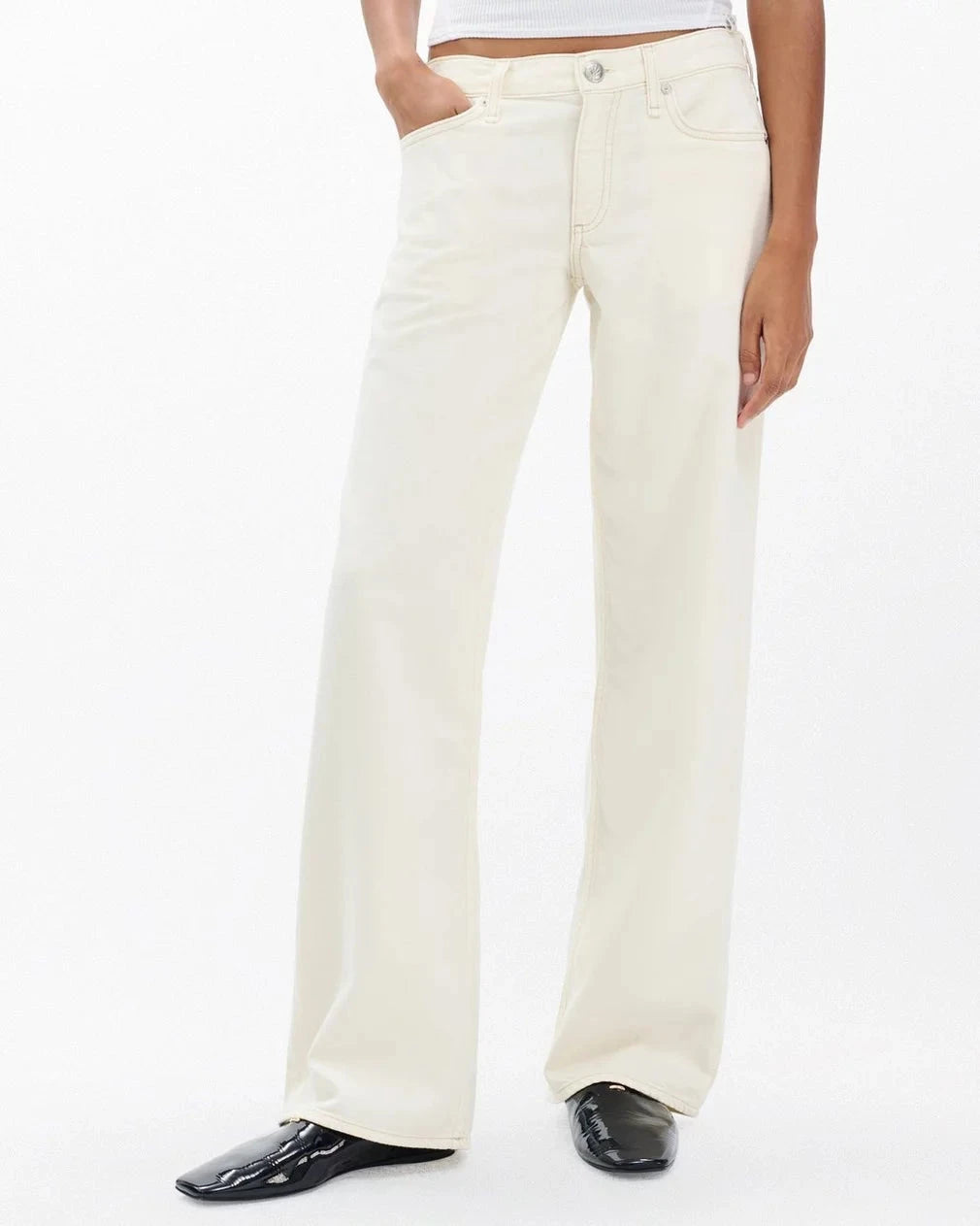 Saige Relaxed Straight Jean Ecru Denim - Straight rag & bone 