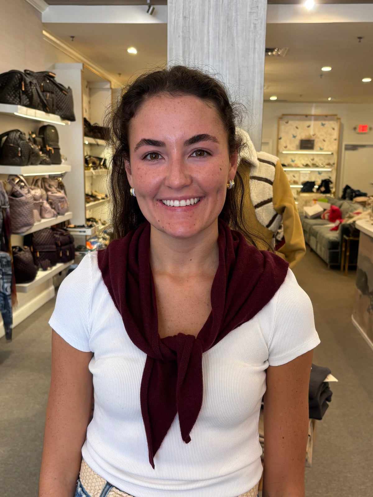 Cashmere Neckerchief Sangria Scarves White + Warren 