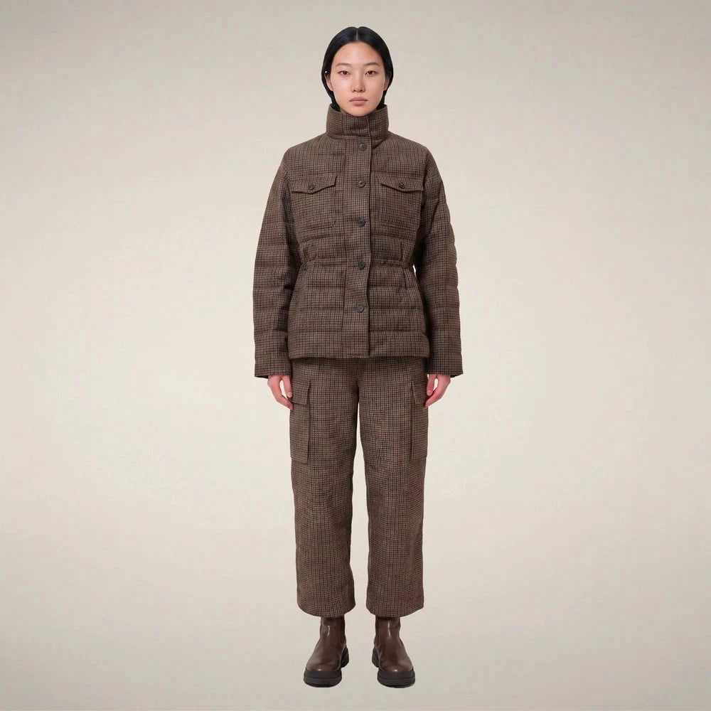 Women's Puffer Jacket Lottie Autumn Pied De Poule Outerwear - Longsleeve Save The Duck 