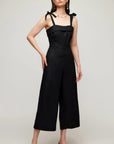 Paloma Tie Strap Linen Jumpsuit Black Dresses - Jumpsuits & Rompers Fifteen Twenty 