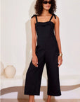 Paloma Tie Strap Linen Jumpsuit Black Dresses - Jumpsuits & Rompers Fifteen Twenty 