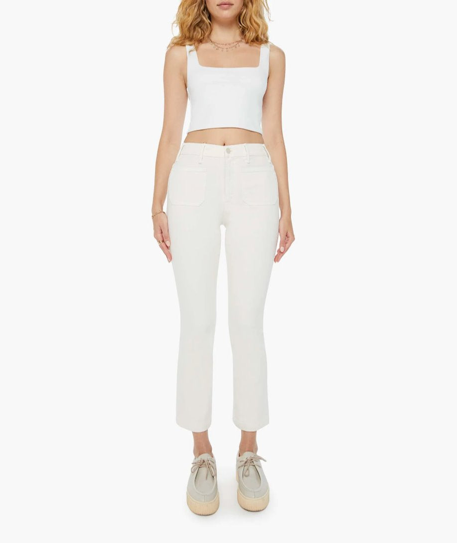 The Hustler Patch Pocket Flood Cream Puffs Denim - Flare & Wide Leg Mother 