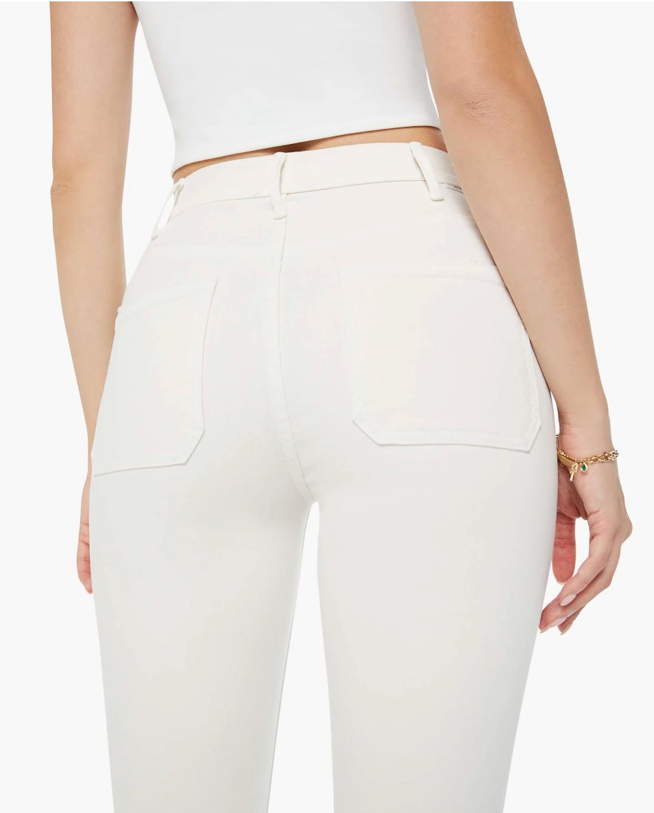 The Hustler Patch Pocket Flood Cream Puffs Denim - Flare & Wide Leg Mother 