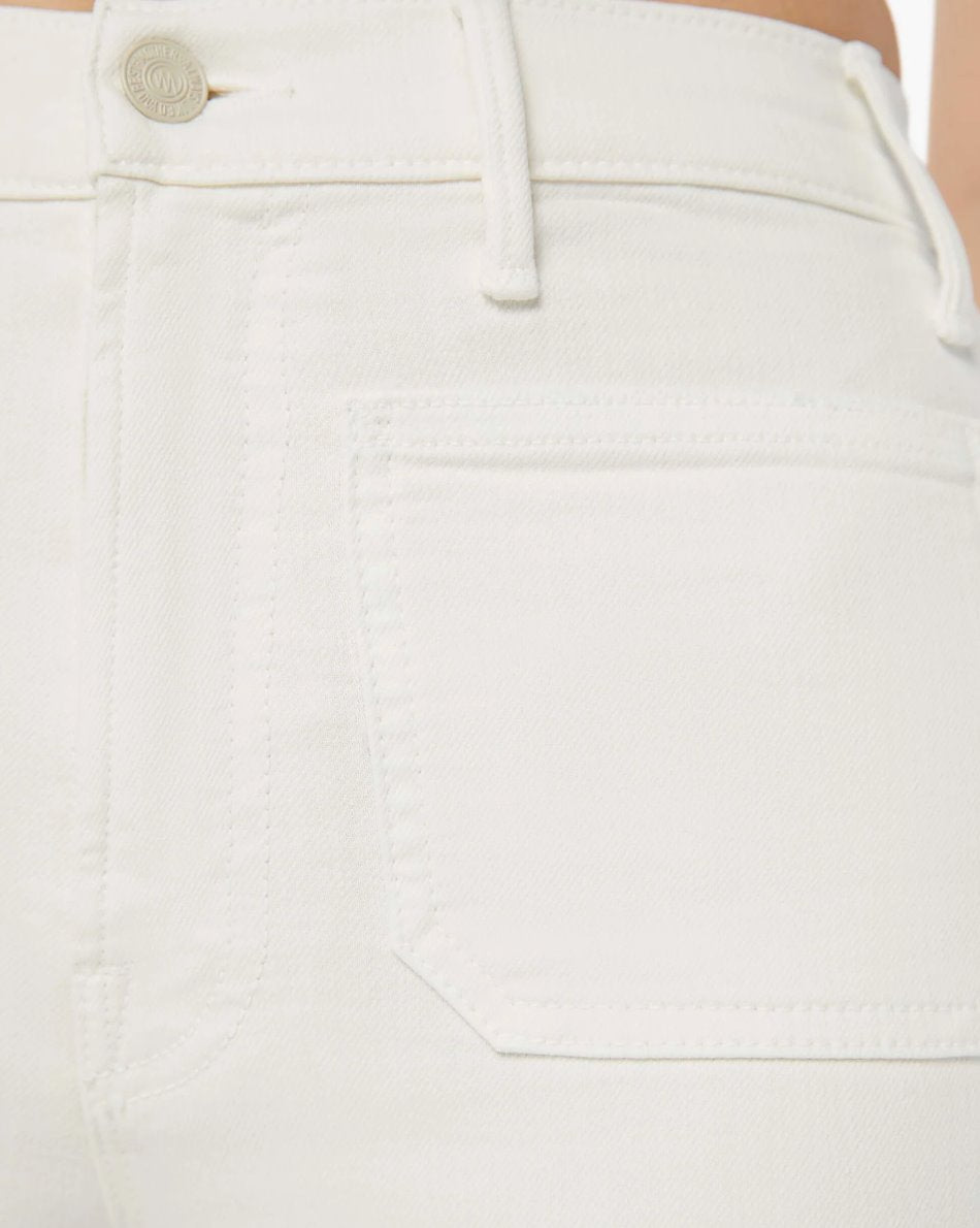 The Hustler Patch Pocket Flood Cream Puffs Denim - Flare & Wide Leg Mother 