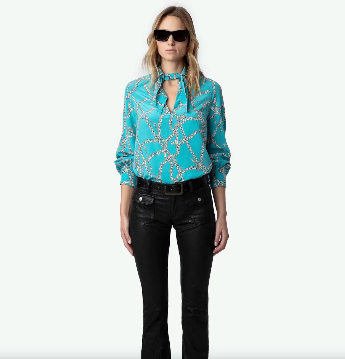 Tuile Silk Blouse Chaines Aqua Tops - Blouses Zadig & Voltaire 