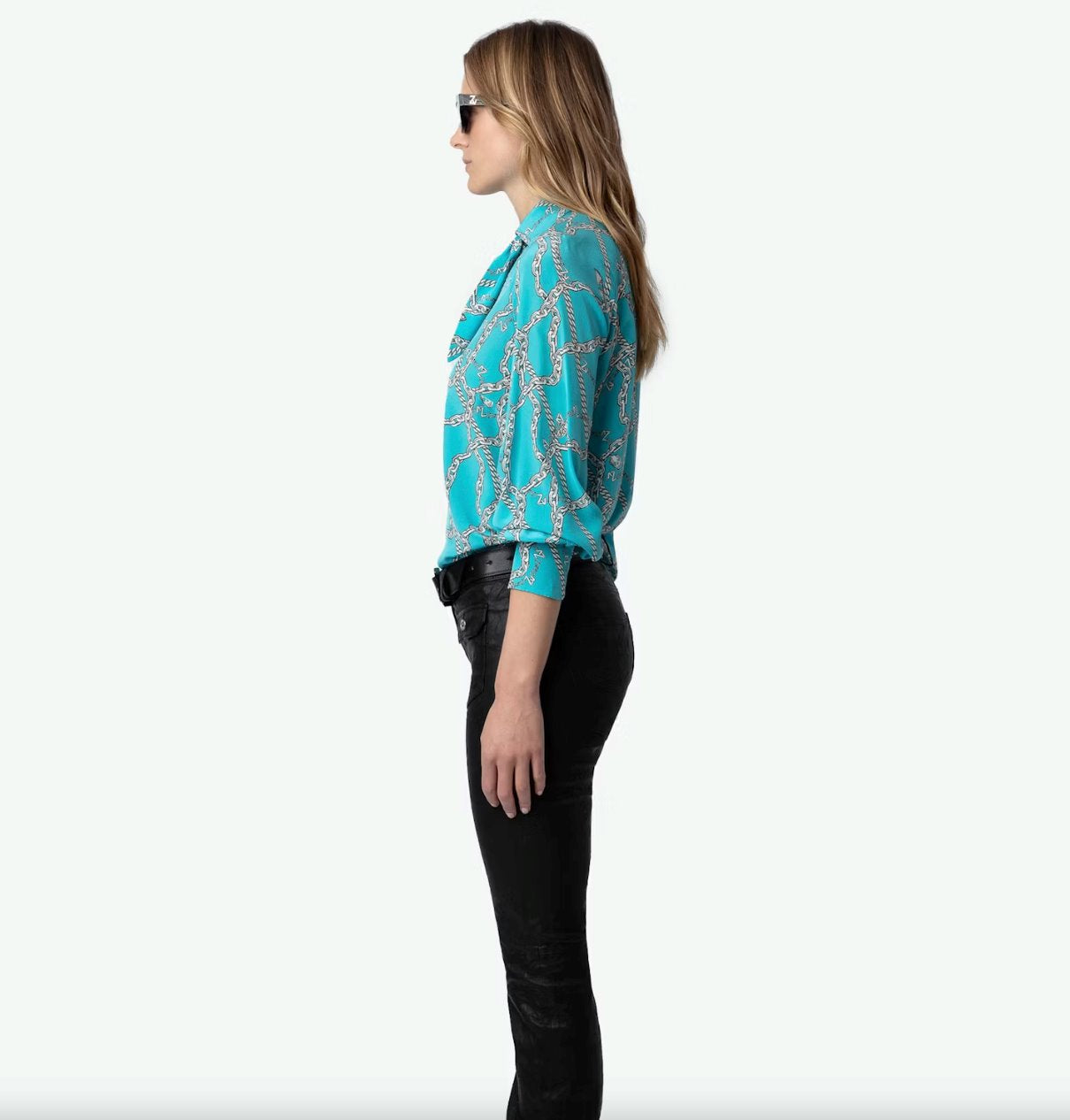 Tuile Silk Blouse Chaines Aqua Tops - Blouses Zadig & Voltaire 