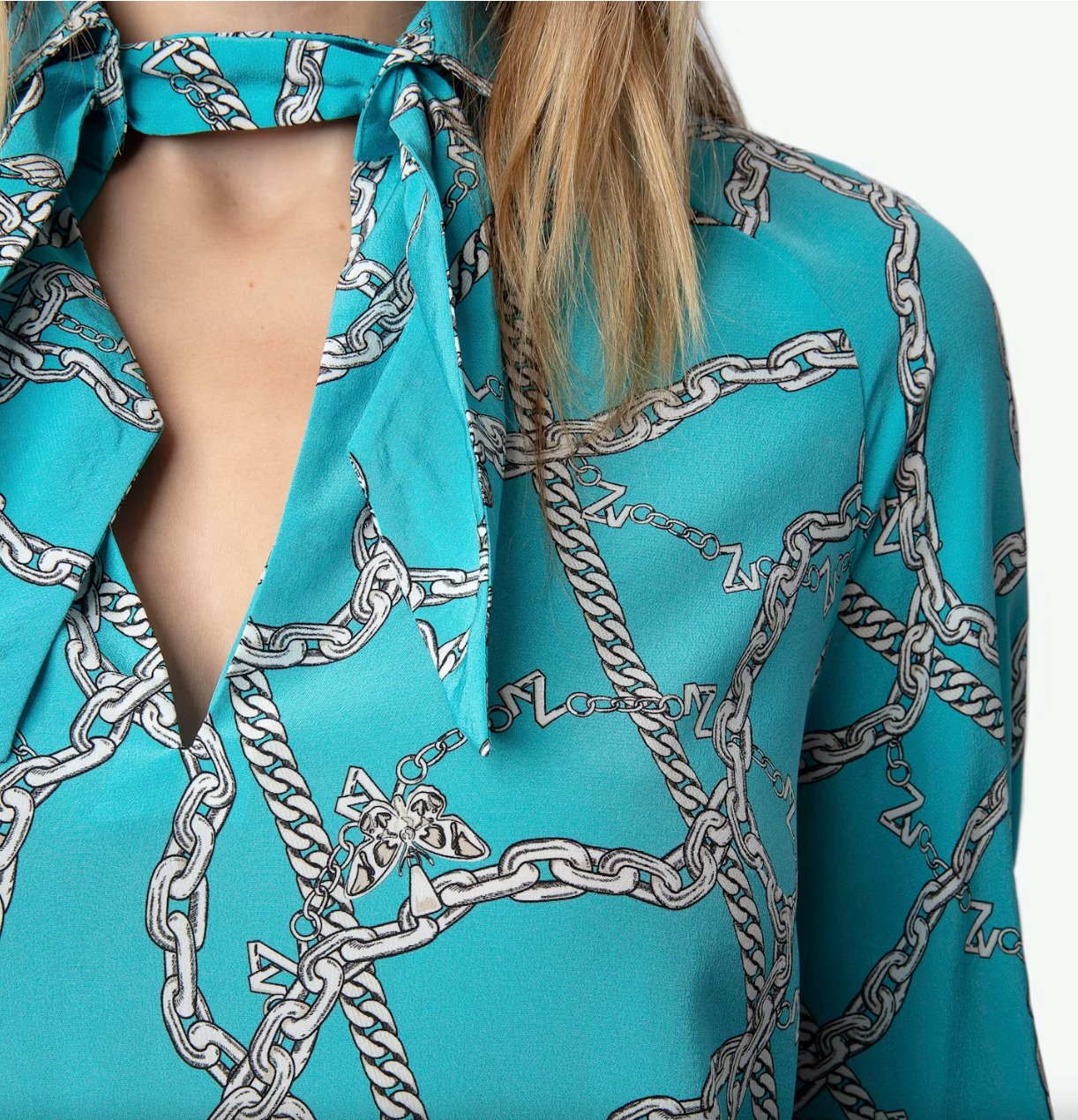 Tuile Silk Blouse Chaines Aqua Tops - Blouses Zadig & Voltaire 