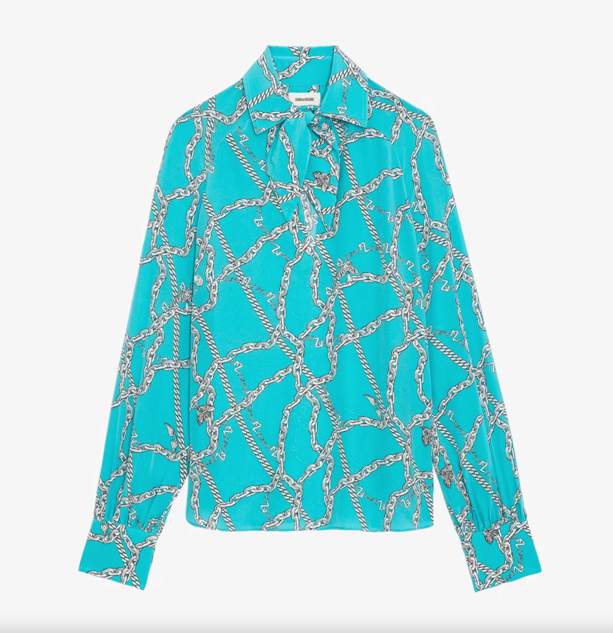 Tuile Silk Blouse Chaines Aqua Tops - Blouses Zadig & Voltaire 