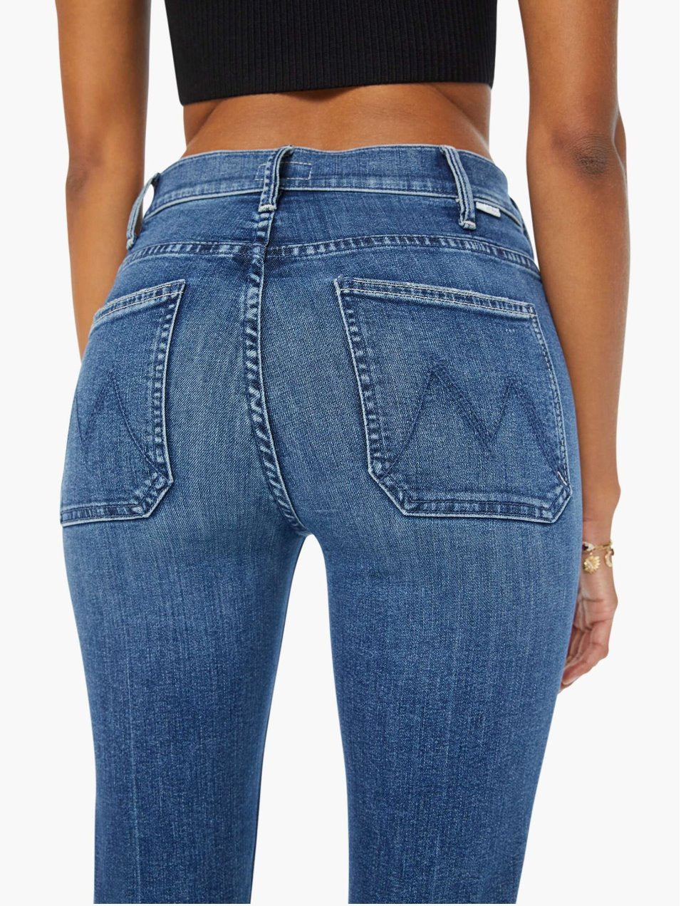 The Patch Pocket Insider Sneak Caving In Denim - Flare &amp; Wide Leg Mother 