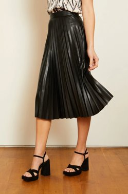 Annette Black Vegan Leather Skirt Skirts - Midi Caballero 