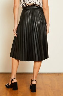 Annette Black Vegan Leather Skirt Skirts - Midi Caballero 