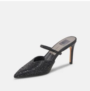 Kanika Crystal Black Metallic Fabric Pumps - High Dolce Vita 