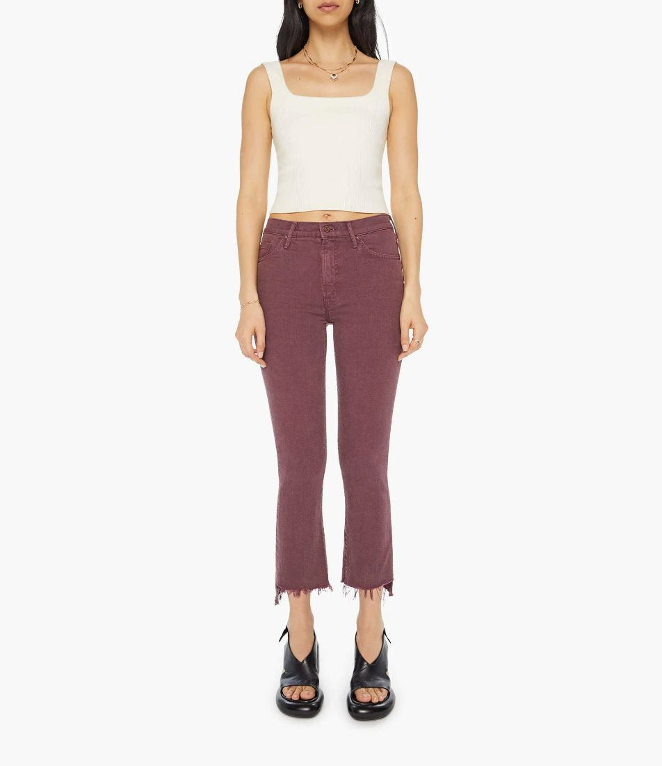 The Insider Crop Step Fray Mauve Wine Denim - Cropped & Ankle Mother 