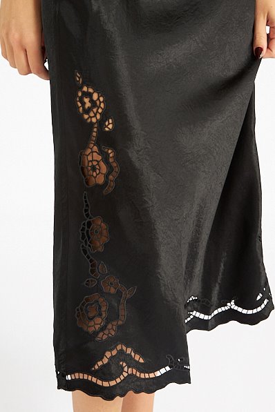 Anya Skirt Black Eyelet Skirts - Midi Rails 