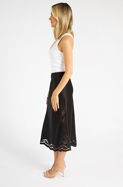 Anya Skirt Black Eyelet Skirts - Midi Rails 