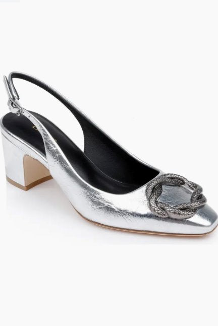 Elayne Pump Silver Leather Pumps - High L'Agence Shoes 