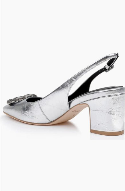 Elayne Pump Silver Leather Pumps - High L'Agence Shoes 