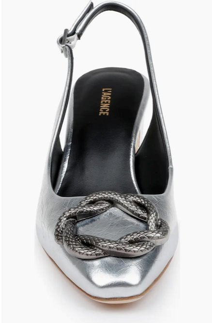 Elayne Pump Silver Leather Pumps - High L'Agence Shoes 