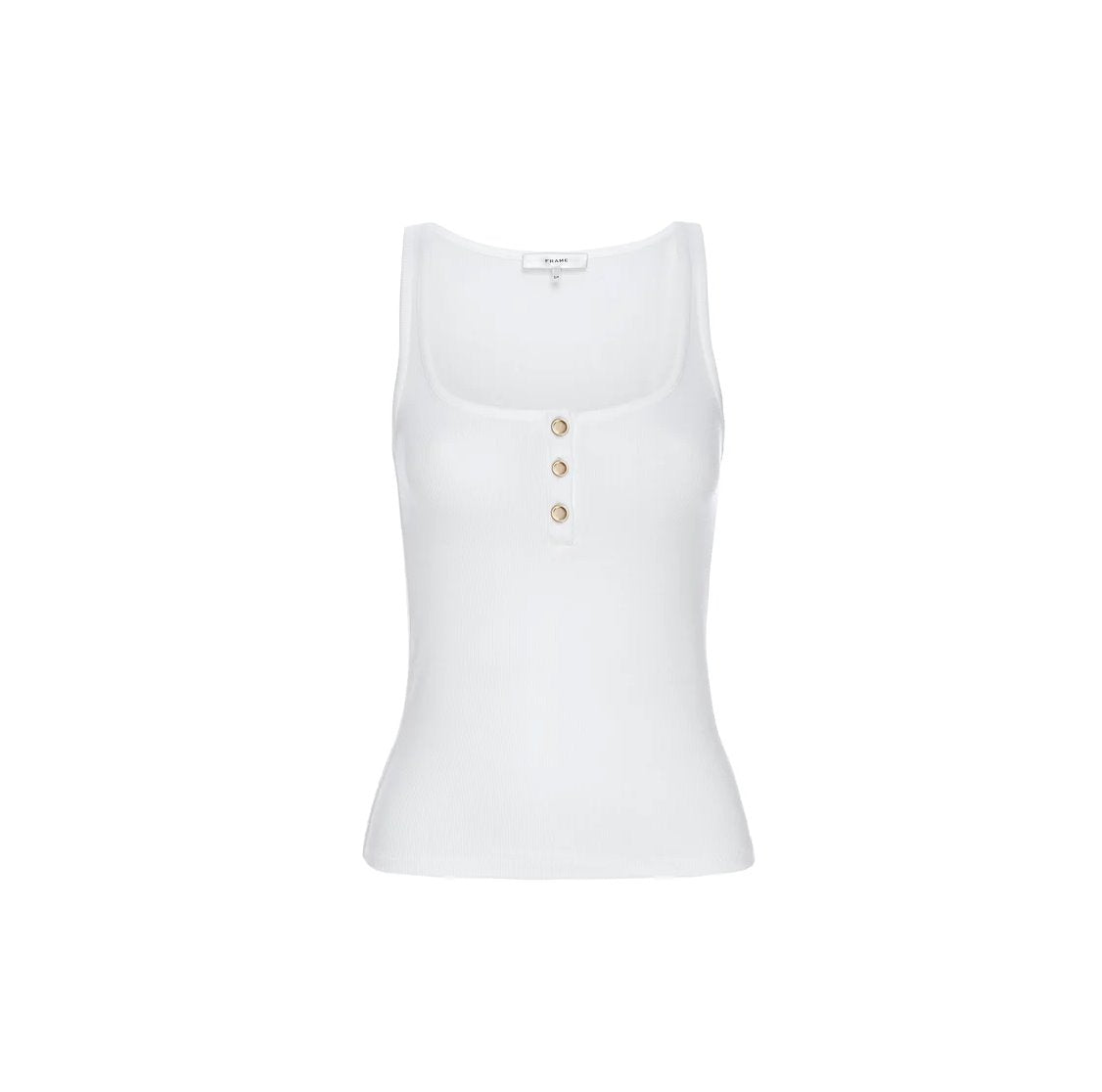 Rib Scoop Button Tank White Tops - Tanks Frame 