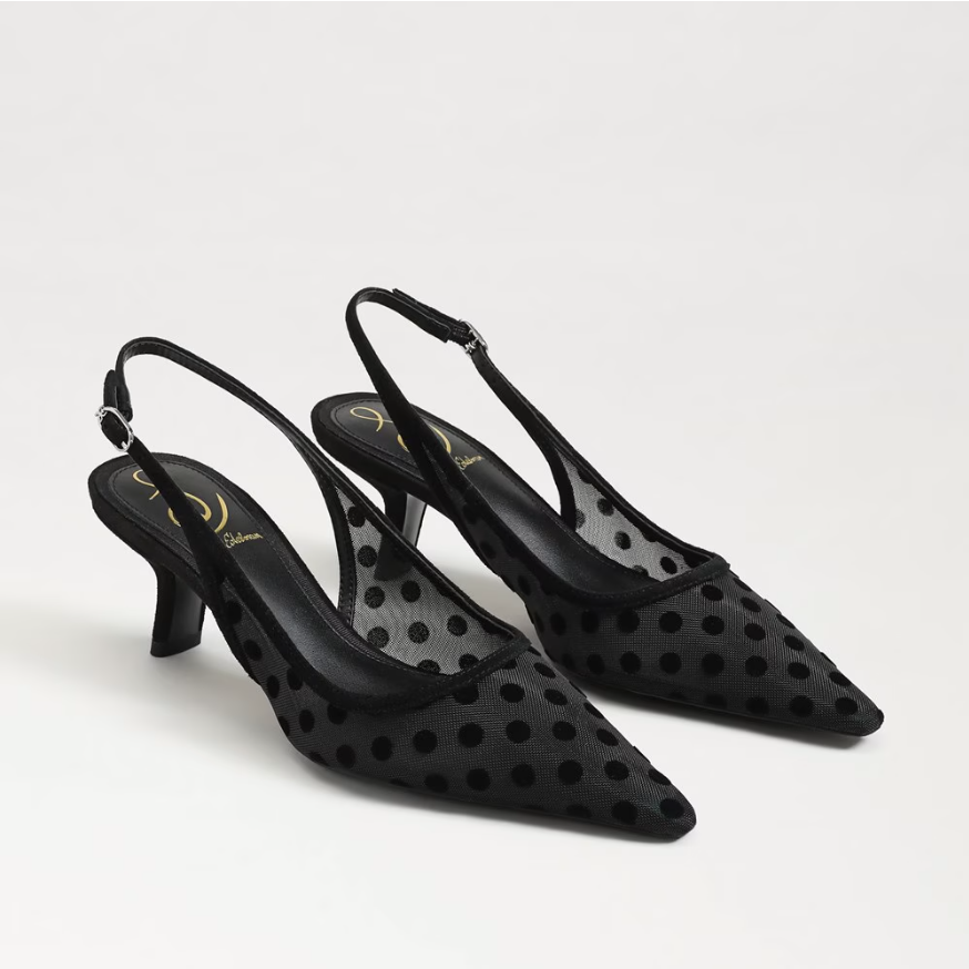 Bianka Slingback Pump Polka Dot Mesh Black