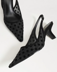 Bianka Slingback Pump Polka Dot Mesh Black