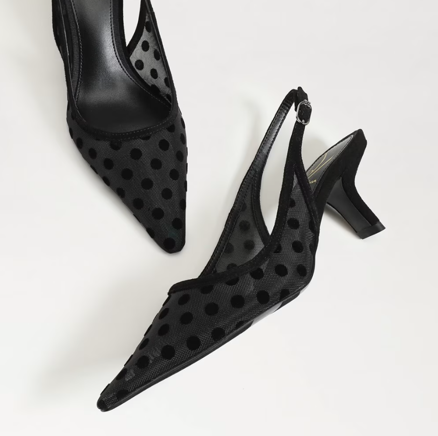 Bianka Slingback Pump Polka Dot Mesh Black