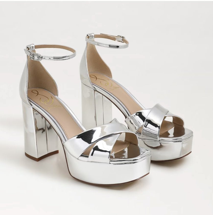 Jullian Platform Heel Soft Silver Metallic Sandals - Heeled Sandals Sam Edelman 