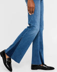 Le Easy Flare Raw Fray Outseam Insert Mermaid Denim - Flare & Wide Leg Frame 